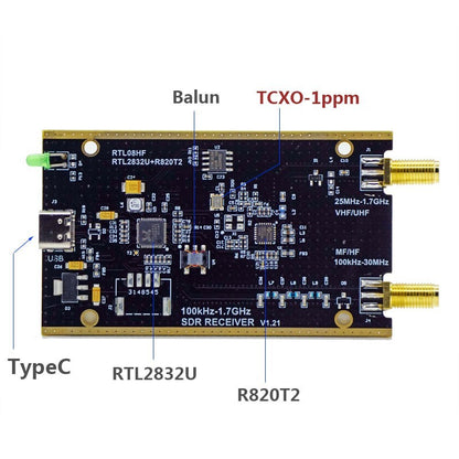 All-band Software Radio RTL-SDR RTL2832U R820T2 Receiver Aviation Shortwave Broadband