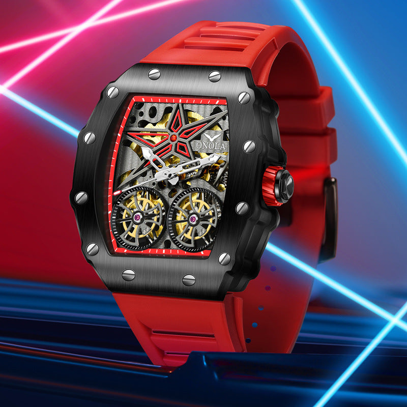 Reloj automático para hombre con esqueleto y volante de inercia